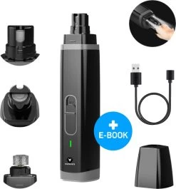 Vulpes Pets® Elektrische Nagel Vijl Voor Huisdieren - Knipper - Schaar - Trimmer - Oplaadbaar - Draadloos - Diamant Vijlkop - Voor Honden, Katten En Dieren - PRO - Zwart