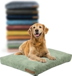 Rexproduct Hondenkussen - Hondenmand - Hondenbed Met Rits En Wasbaar - Manden & Kussens 90 X 110 CM - 0 Tot 80 Kg - SoftPet Groen