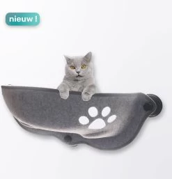 Kattenhangmat - Voor Aan Het Raam - Kom Vorm - Kattenmand - Raam - Hangmat Kat - Dieren - Kattenbed - Kattenmand - Slaapplek - Ligplaats - Grijs