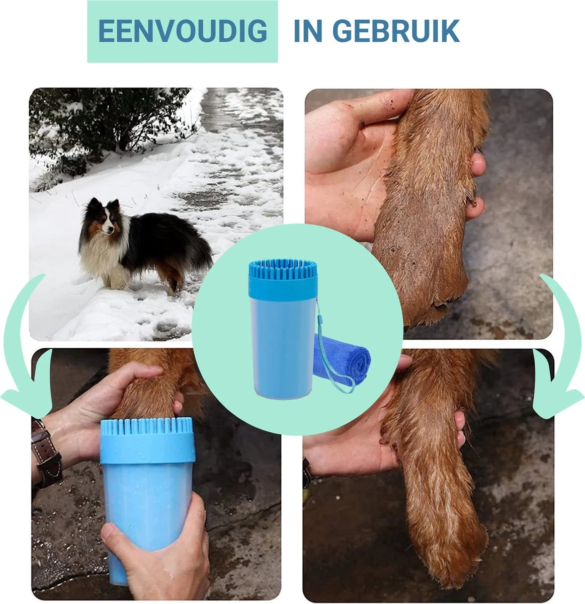 TIKKENS Hondenpoten Reiniger 2-in-1 - Hondenborstel - Hondenpoot Reiniger - Huisdier Poot Wassen - Hondenverzorging - Honden Wassen - Inclusief Microvezeldoek - XL - Afbeelding 5