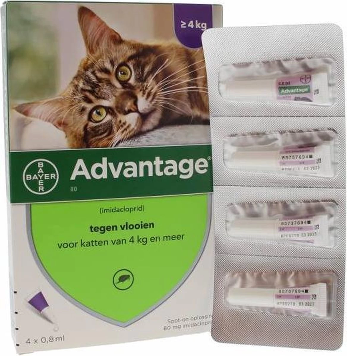 Bayer Anti Vlooienmiddel Advantage 80 > 4 Kg - 4 X 0,8 Ml - Afbeelding 8