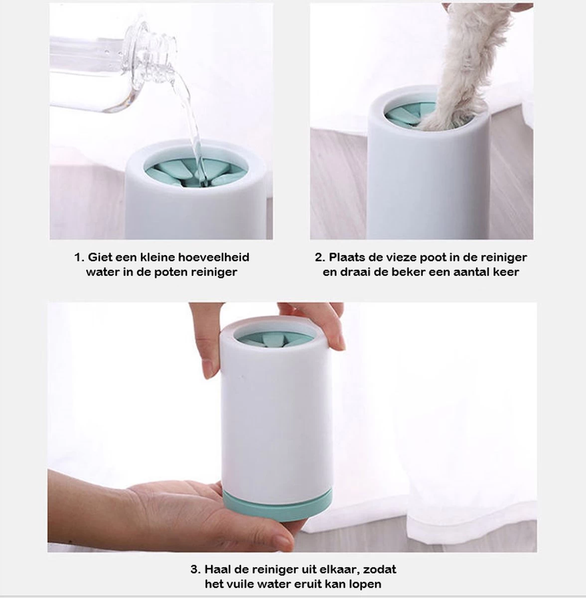 Merkloos Hondenpoten Reiniger - Hond - Kat - Hondenborstel - Grijs - Afbeelding 2