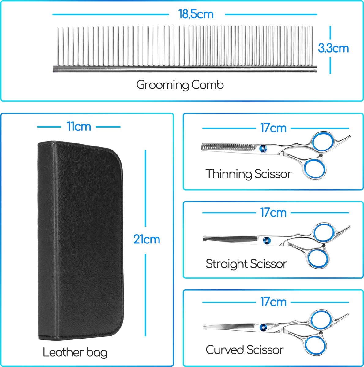Nobleza Vachtscharen En Kam Set - Scharen Set - Vachtverzorging Set - Scharen Set Voor Honden En Katten - Afbeelding 2