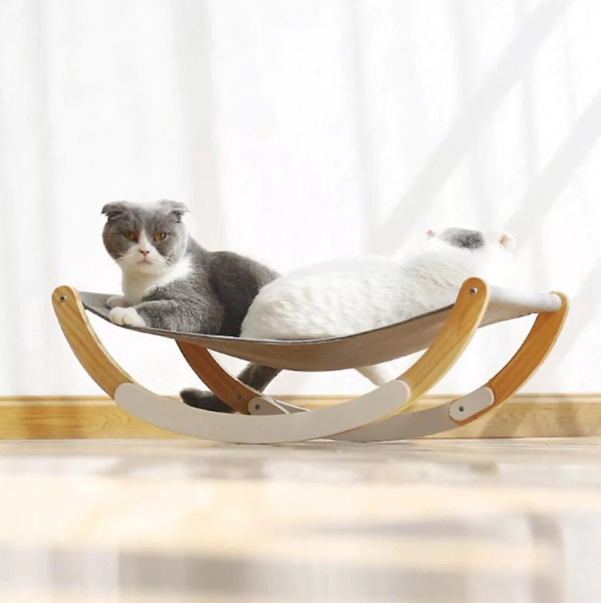 LuxeBass 2-In-1 Katten Hangmat | Hangmat Kat Met Optioneel Wiegfunctie | Wiegen Of Stabiel - Afbeelding 4