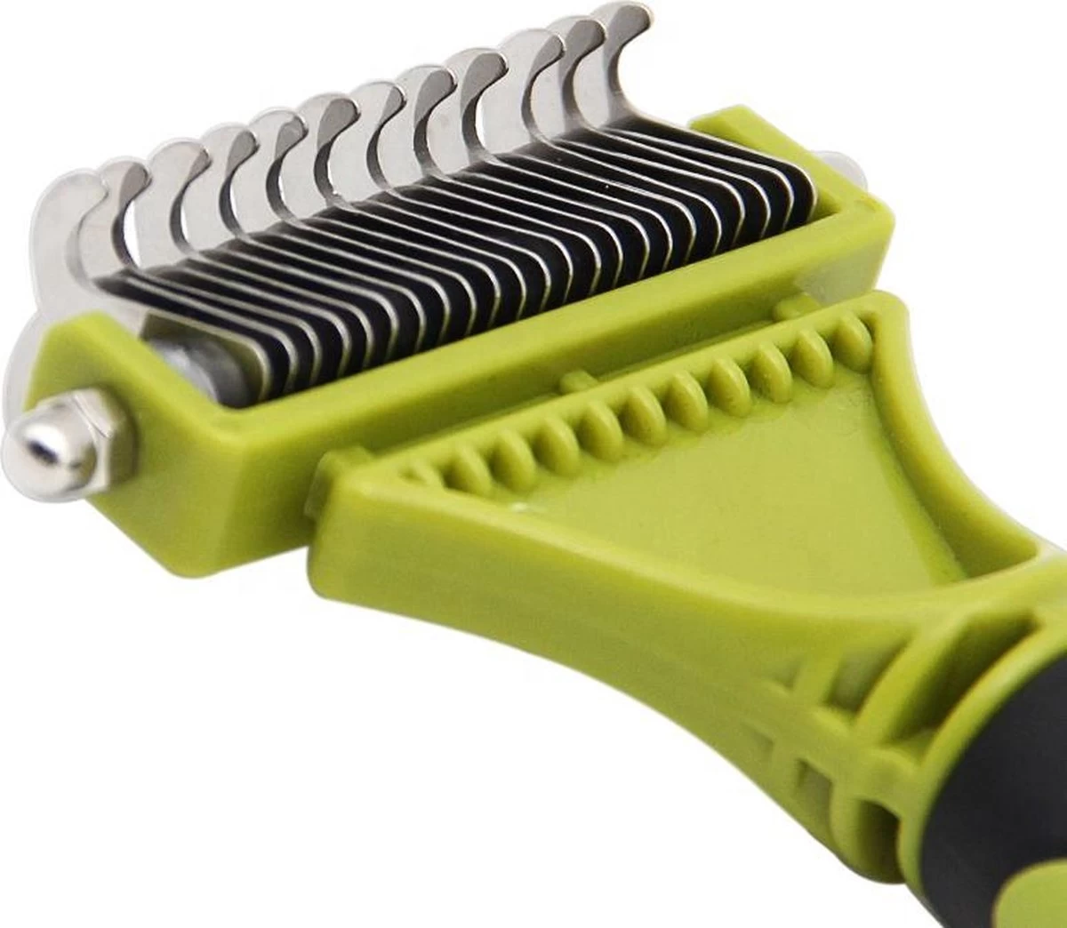 Hondenborstel - Dubbelzijdig Ontharing Tool - Herbruikbare Honden & Kattenvachtkam - Huisdier Grooming - 1 Stuk - Groen - Afbeelding 4