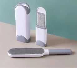 IGOODS - Pet Hair Remover - Hond & Kat Roller Brush - Dubbelzijdig Bont Ontharingsgereedschap Met Zelfreinigende Basis - Reismaatborstel - Voor Kleding - Bank - Tapijt - Autostoel GRIJS