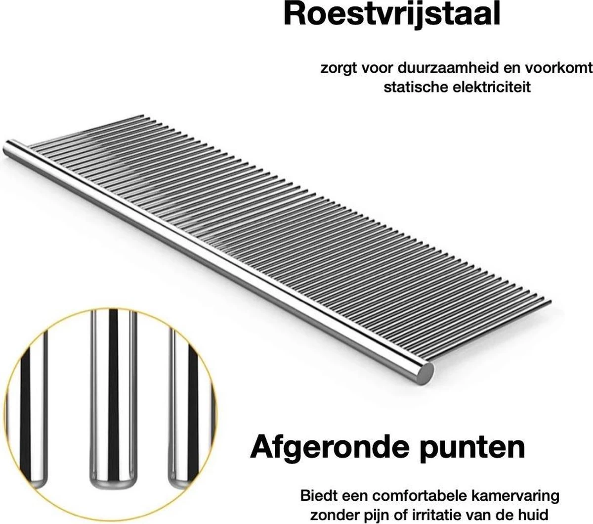 Merkloos Anti-Klit- Kam - Haarverwijderaar Voor Huisdieren - Pijnloos - Roestvrijstaal - Huisdiervriendelijk - Afbeelding 3