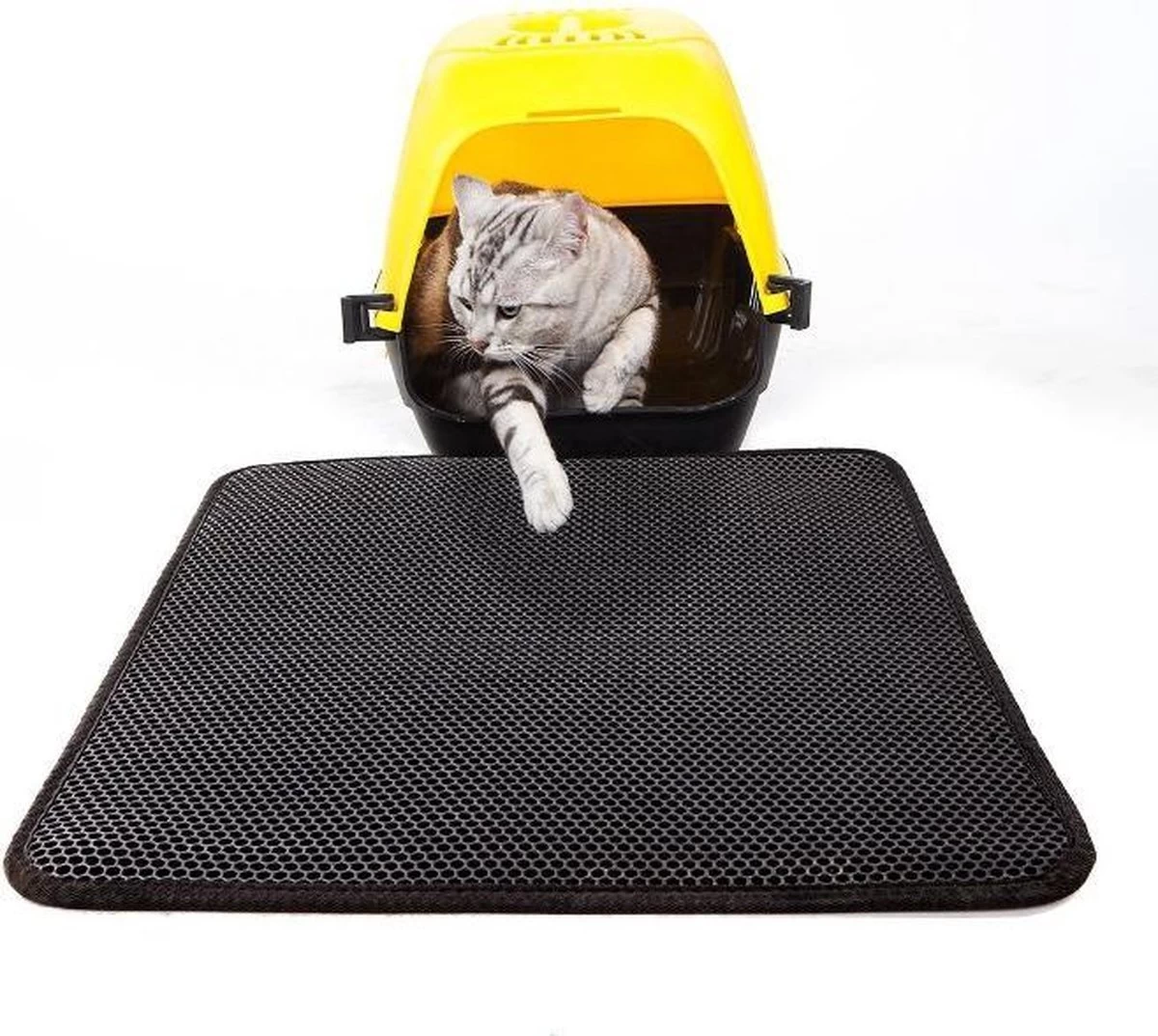Oorspronkelijke Kattenbakmat, Kattenbak Mat Accessoire, Grit Opvangen, Honinggraad, Katten Mat, Waterdichte Dubbele Laag, Zwart, Urine/water Afstotend, Kat & Kitten, Cat Litter Mat 40x50cm - Afbeelding 6