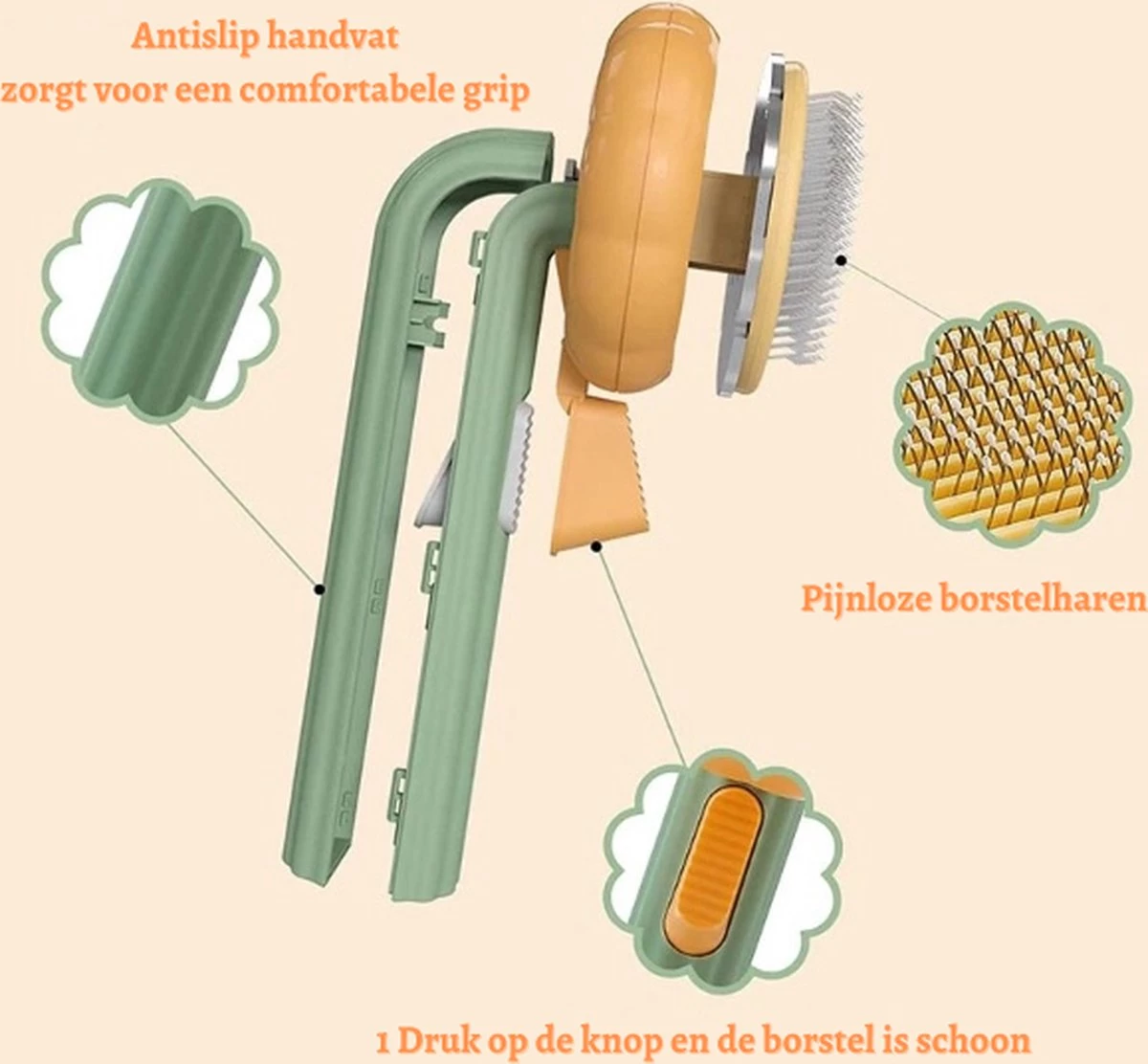 Merkloos Kattenborstel - Hondenborstel - Kattenkam - Pompoen Borstel - Kattenhaar - Haarverwijderaar Voor Huisdieren - Huisdierhaar Verwijderaar - Afbeelding 2