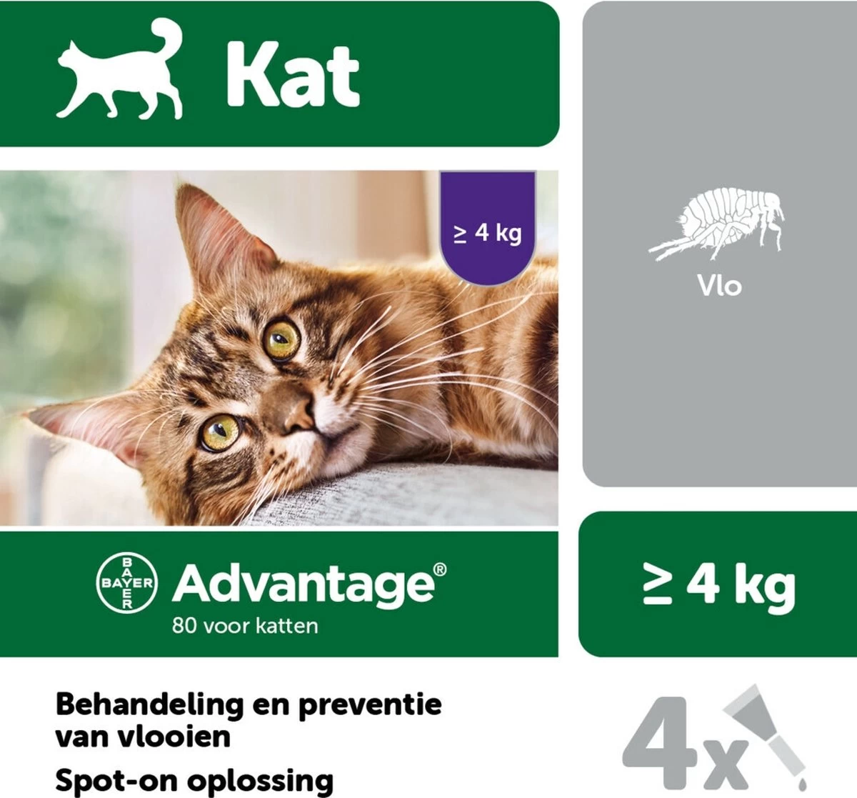 Bayer Anti Vlooienmiddel Advantage 80 > 4 Kg - 4 X 0,8 Ml - Afbeelding 4
