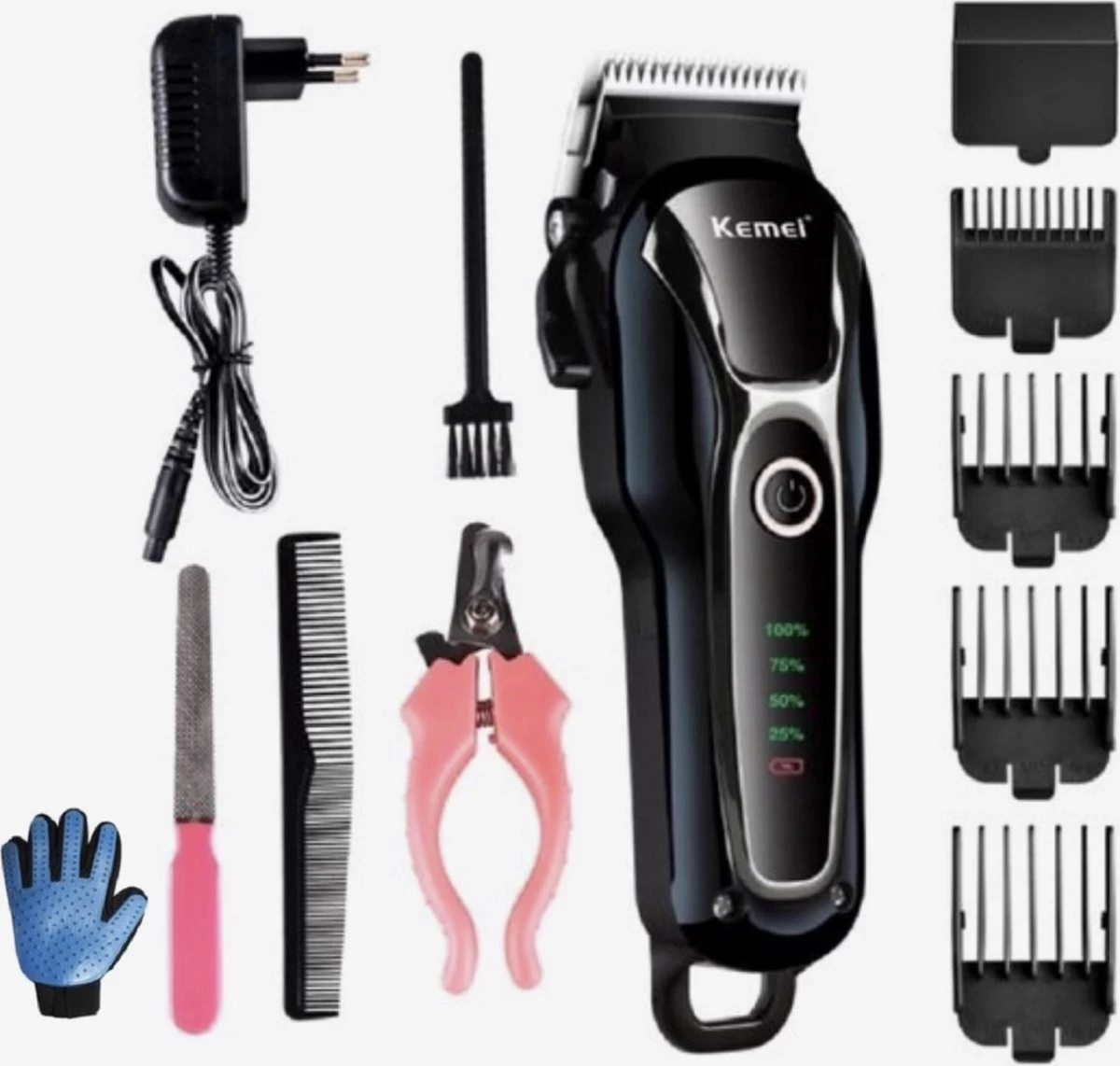 Merkloos Dierentondeuse + Haren Verwijderaar - Scheerapparaat Voor Honden En Katten - 4 Opzetstukken - Oplaadbaar - Draadloos - Stil - Verschillende Haar En Vachtlengtes - Hondentrimmer - Honden Trimmer - Honden Knippen - Haren Knippen