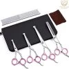 Professionele Hondenscharen Set - Extra Veilige Grooming Set - Trimscharen Voor Honden - Knipschaar - Effileerschaar / Uitdunschaar - Gebogen Schaar Met Ronde Punt - Precisieschaar - Hondenverzorging - Inclusief Kam, 2 Haarclips En Luxe Opbergdoos