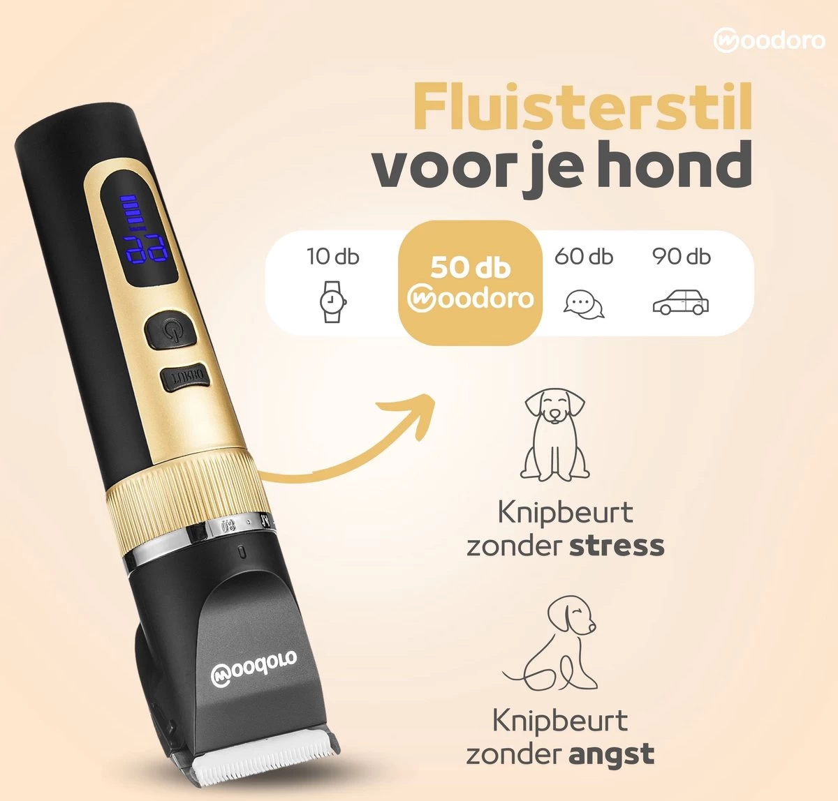 Woodoro Professionele 2-in-1 Hondentondeuse Voor Dikke Vacht – Draadloze Honden Tondeuse & Hondentrimmer – Stille Tondeuse Katten & Honden Trimset - Afbeelding 5
