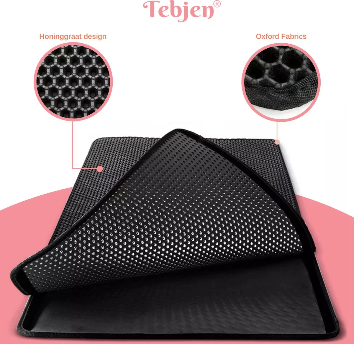 TEBJEN Kattenbakmat – Kattenbak Mat Grit Opvanger - Schoonloop Katten Mat – Dubbele Waterdichte Laag – Uitloopmat Kattenbak – Kattenbak Accessoires - Met Speelgoedmuisje En Schepje - 30cm * 30cm - Afbeelding 6