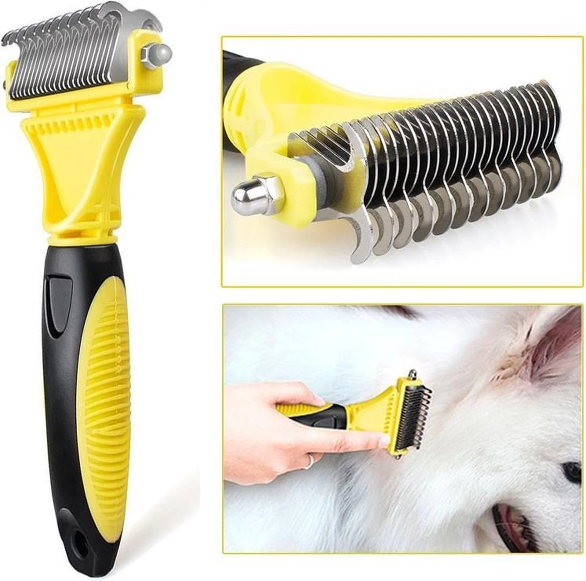 Hondenborstel - Dubbelzijdig Ontharing Tool - Herbruikbare Honden & Kattenvachtkam - Huisdier Grooming - 1 Stuk - Groen - Afbeelding 6