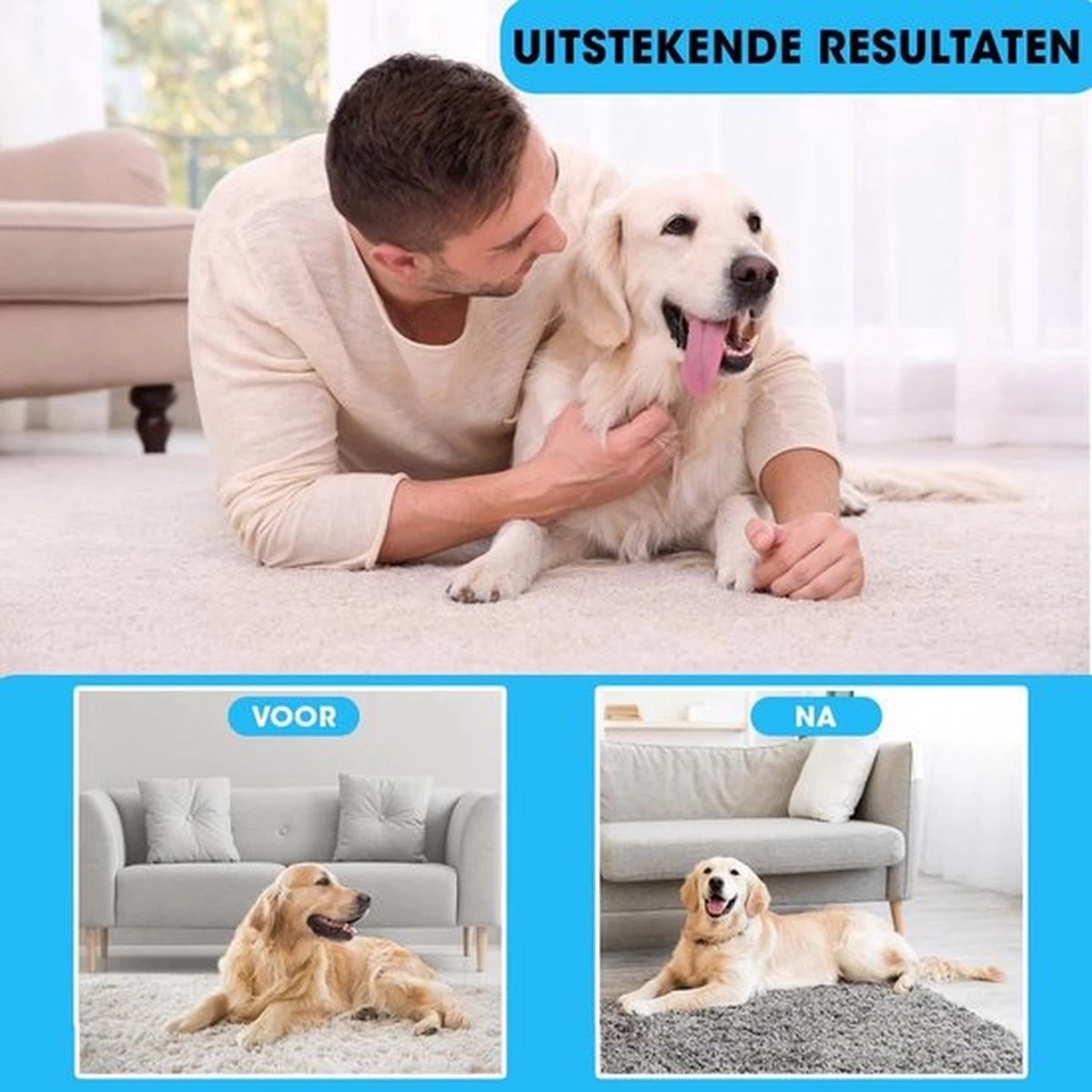 Merkloos Professionele 2-Zijdige Ondervacht Kam Voor Hond En Kat – Hondenborstel – Kattenborstel – Klittenkam – Verwijdert Klitten – Voorkomt Haaruitval – Blauw - Zwart - Afbeelding 2