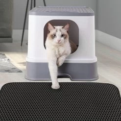 Nixnix - Kattenbakmat - 40 X 50 Cm - Waterdicht - Dubbele Laag - Honingraatstructuur - Uitloopmat - Placemat Kat - Schoonloopmat Kattenbak - Kattenbak Accessoires - Katten Grit Opvanger - Katten Mat