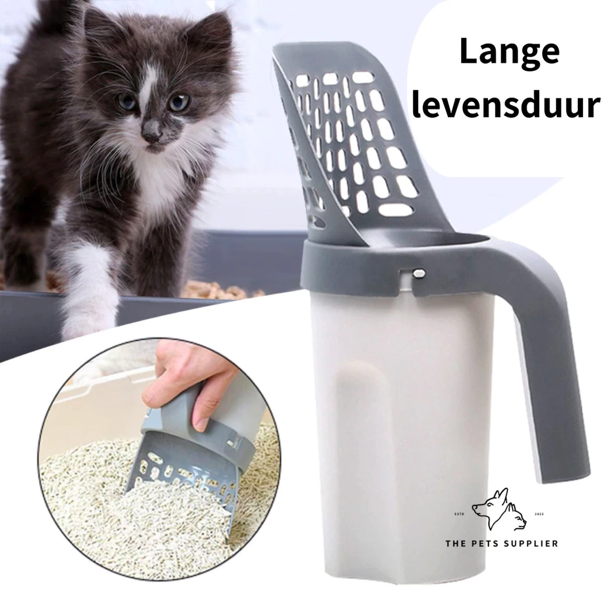 The Pets Supplier - Kattenbak Schep - Kattenbakschep Met Opvangbak - Kattenbak Grind - Kattenzakjes - Afbeelding 3