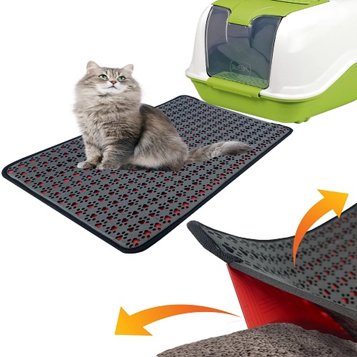 SiRaC - Kattenbakmat - Dubbele Laag Matten- Rood - Afbeelding 3