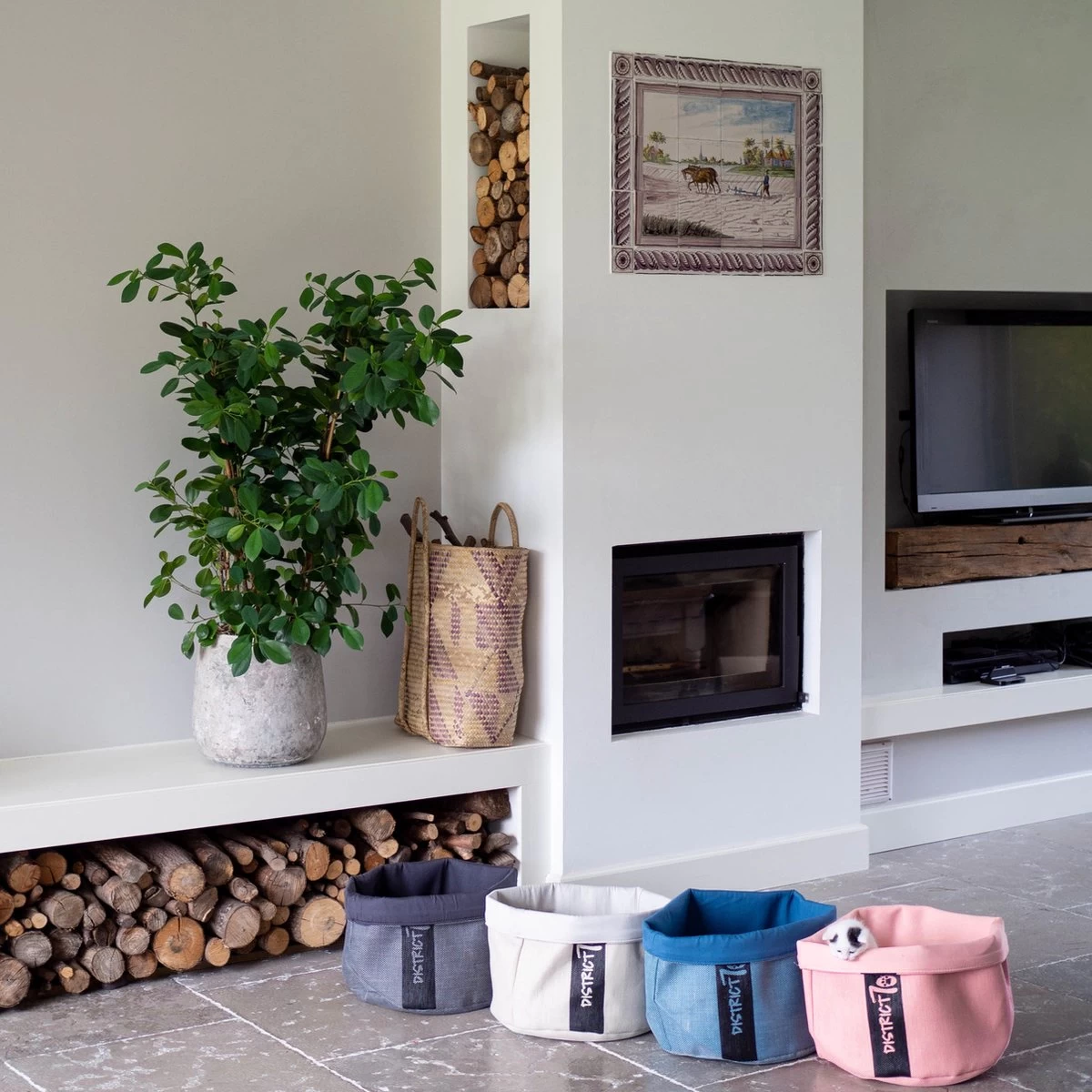 District 70 Cozy - Knusse Kattenmand Met Wasbaar Kussentje - 35x35x30cm In 4 Kleuren Beschikbaar - Merengue - Afbeelding 11