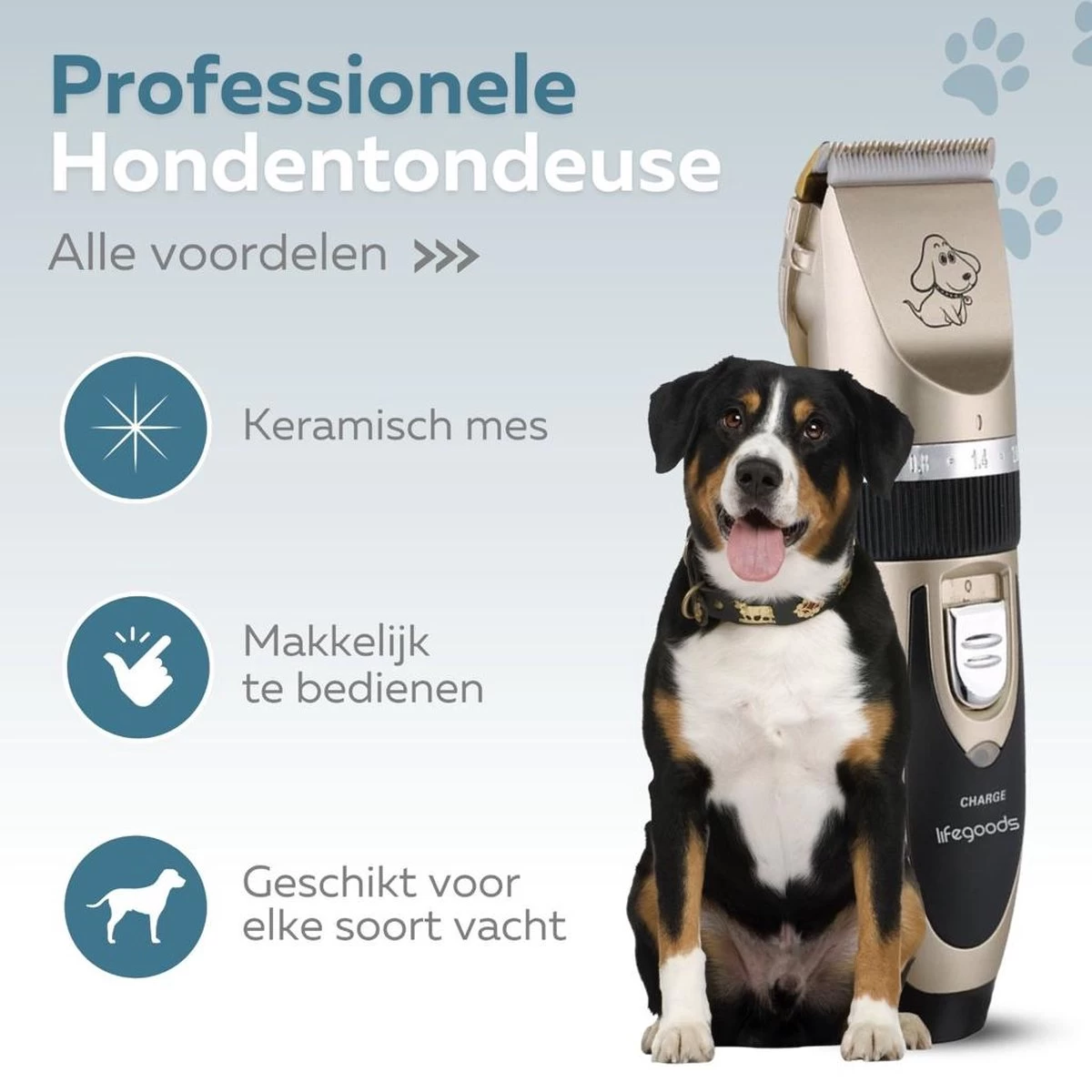 BYER Professionele Dieren Tondeuse Set - Voor Huisdieren Katten & Honden - Draadloos - Oplaadbare Pet Trimmer - Dog Tondeuze Clipper - 5 Standen & Vier Opzetkammen - Low Noise - Afbeelding 6