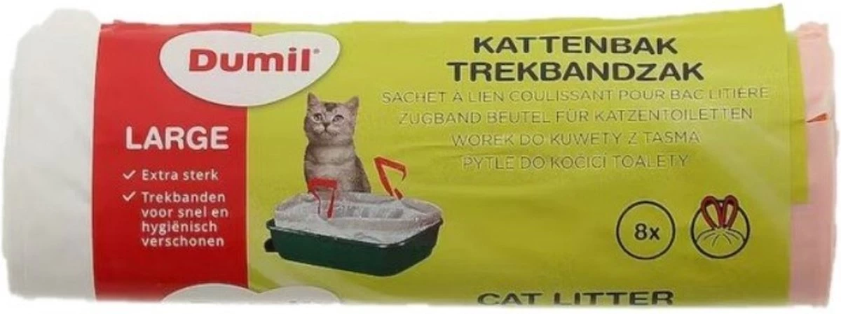 Dumil Kattenbakzakken 24 Rollen á 8 Zakken - Trekbandzakken Voor Kattenbak - 192 Zakken - Afbeelding 2