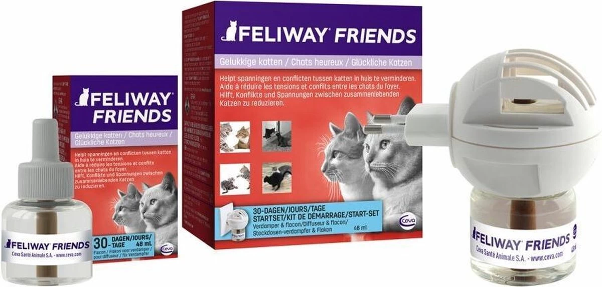 Feliway Friends - Startset - 1 Verdamper Met 1 Vulling - 48 Ml - Anti-conflict Voor Katten - Afbeelding 2