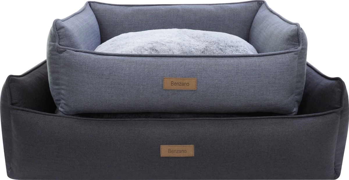 Benzano - Hondenmand - All Season - Wasmachine Wasbaar - Omkeerbaar Kussen - Pluche - Schuimvulling - Antraciet - 100 CM - Afbeelding 4