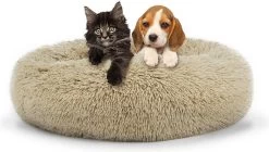 Behave Donut Hondenmand - Hondenkussen - Hondenbed - Kattenmand - Fluffy - Donut - 50cm - Beige