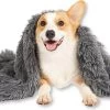 Fluffy Blanket - Pluche Hondendeken - 120 X 100 CM - Grijs - Voor De Auto Of Bank - Fleece