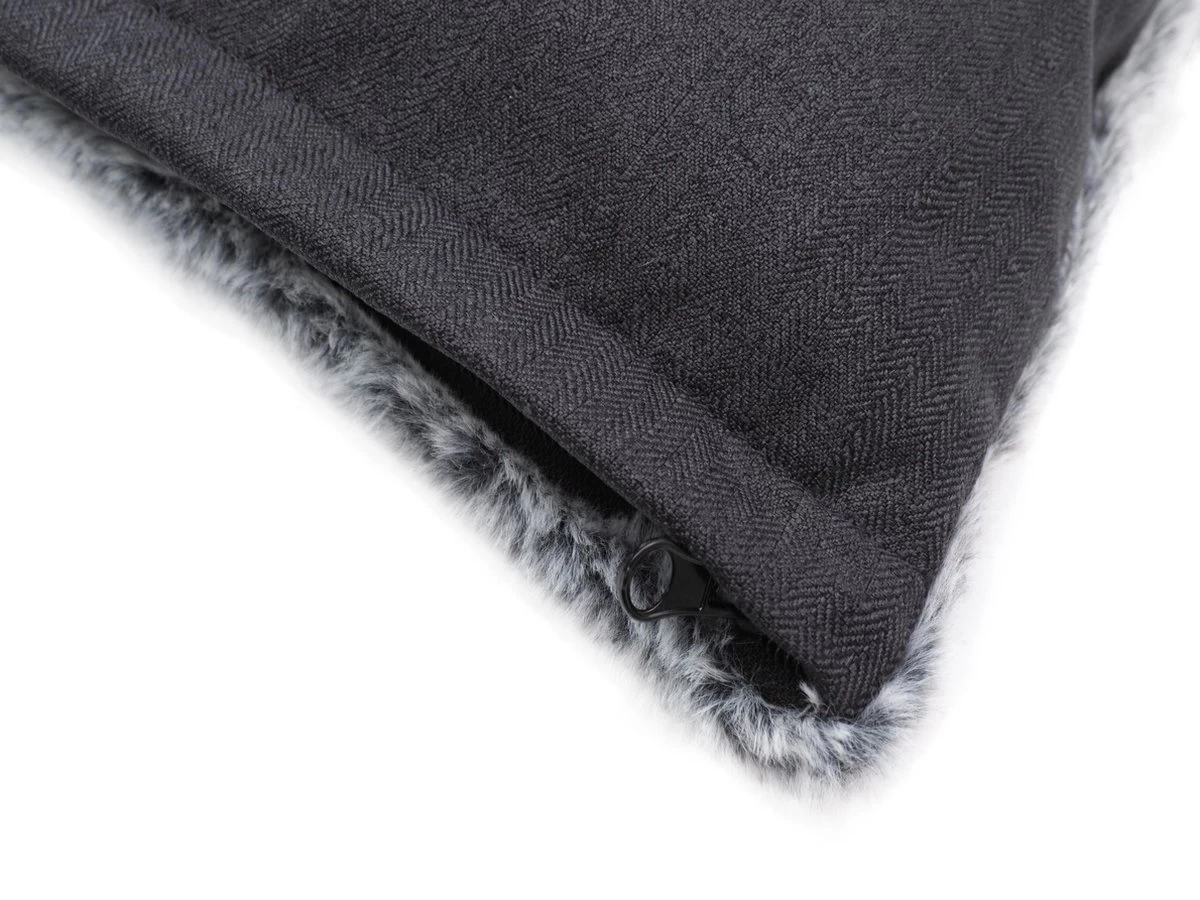 Benzano - Hondenmand - All Season - Wasmachine Wasbaar - Omkeerbaar Kussen - Pluche - Schuimvulling - Antraciet - 100 CM - Afbeelding 7