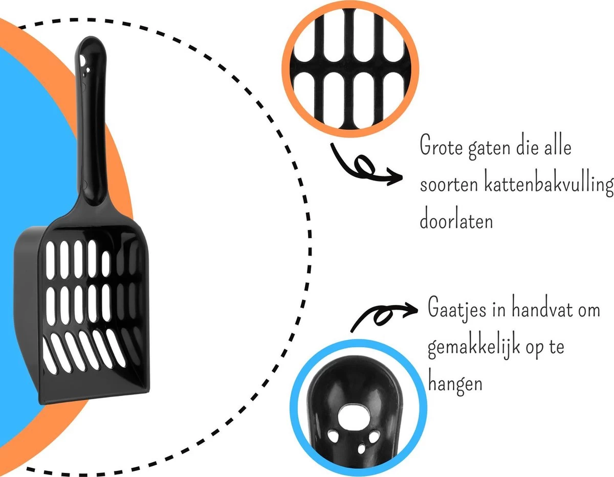 Merkloos Kattenbakschepje – Grof – Zwart - Afbeelding 3