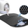 Nobleza Kattenbakmat - Kattenmat Met Filter - Kattenbak Accessoires - Grit Opvanger - 3 Lagen - Waterdicht - 60x45 Cm - Opvouwbaar - Zwart