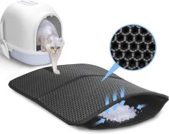 Nobleza Kattenbakmat - Kattenmat Met Filter - Kattenbak Accessoires - Grit Opvanger - 3 Lagen - Waterdicht - 60x45 Cm - Opvouwbaar - Zwart