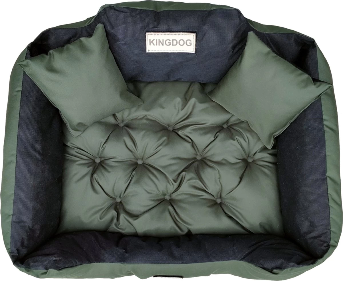 KingDog - Honden- En Kattenbed Met Twee Kussen - Wasbaar - Binnenmaat: 130x100m/ Buitenmaat: 145x115cm- Groen - Afbeelding 3