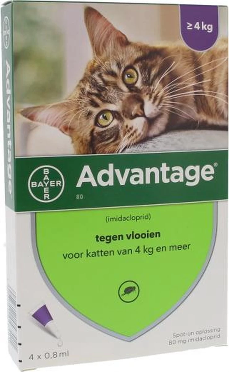Bayer Anti Vlooienmiddel Advantage 80 > 4 Kg - 4 X 0,8 Ml - Afbeelding 5