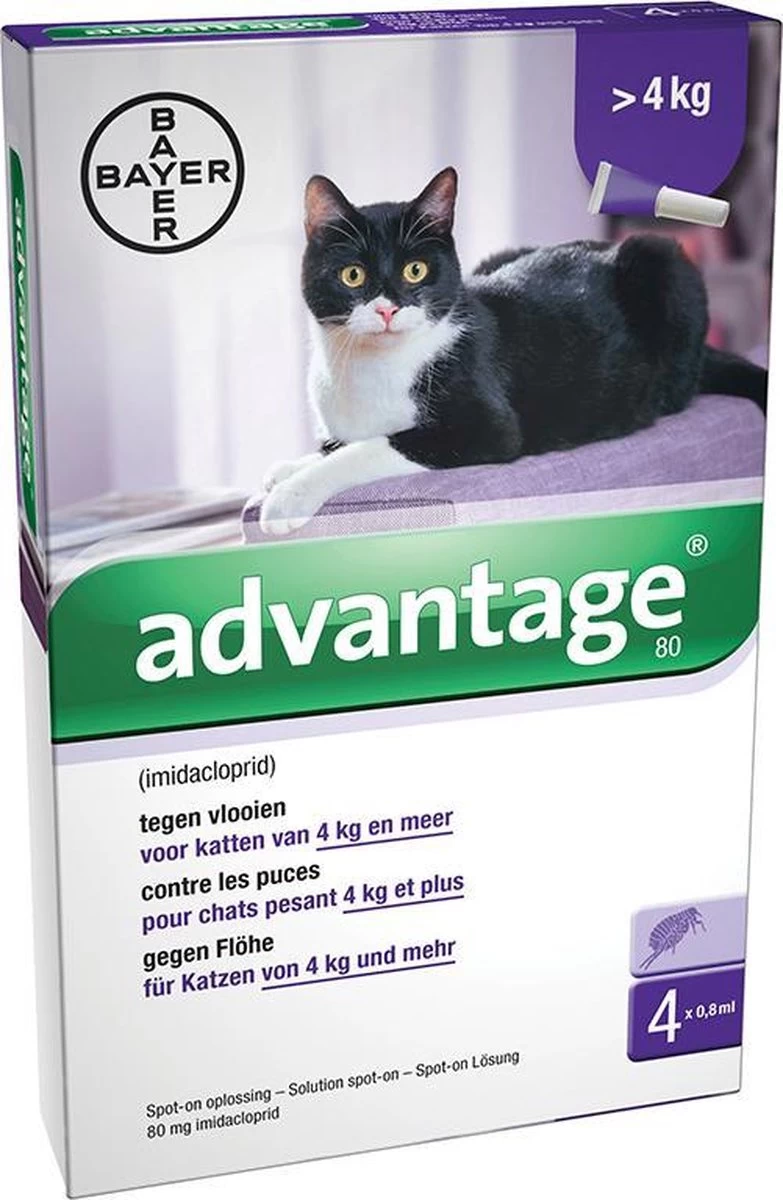 Bayer Anti Vlooienmiddel Advantage 80 > 4 Kg - 4 X 0,8 Ml - Afbeelding 16