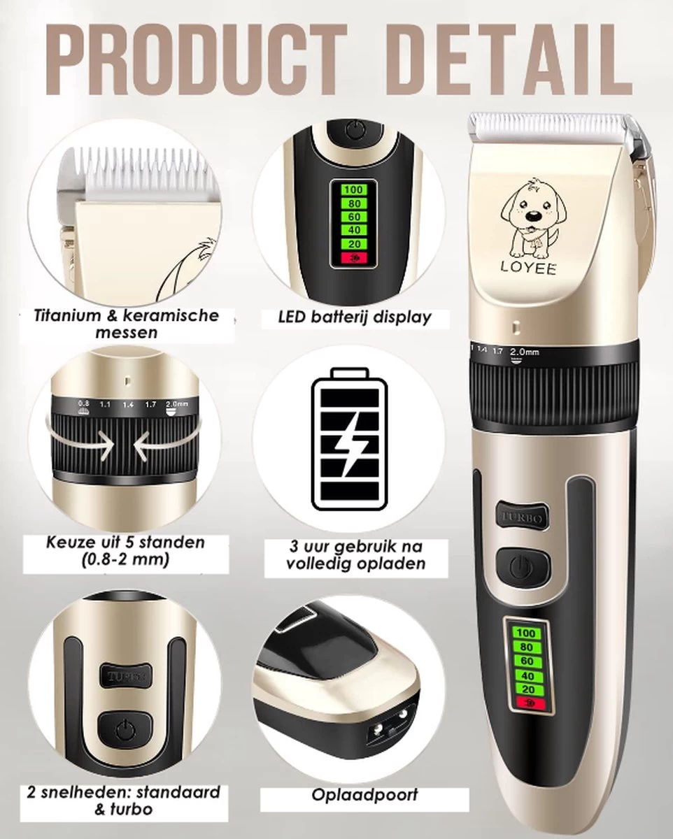 Joyage Professionele Hondentondeuse Voor Dikke Vacht – Honden Tondeuse & Hondentrimmer Tondeuse – Stille Tondeuse Katten & Honden Trimset Lang Haar – Trimmer Hond - Hondentondeuse Draadloos - Tondeuse Voor Honden - Tondeuse Hond Dikke Vacht - Afbeelding 2