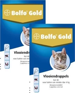 Bolfo Gold Kat 40 - Anti Vlooienmiddel - 2 X 2 Stuks 0 - 4 Kg